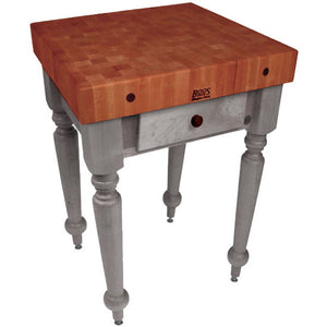 John Boos Rustica Cherry – 4" End-Grain Work Table with Drawers - Kitchen Furniture Company