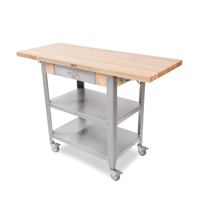 John Boos Cucina Elegante – Maple Kitchen Cart with Drop Leaves & Storage