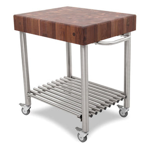 John Boos Cucina D’Amico – End-Grain Butcher Block Cart (Maple, Cherry, or Walnut) with Stainless Base &amp; Casters