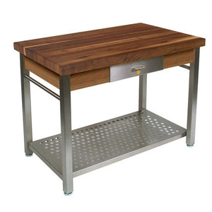 John Boos Cucina Grandé – Walnut Kitchen Island with Drop Leaf & Storage - Kitchen Furniture Company