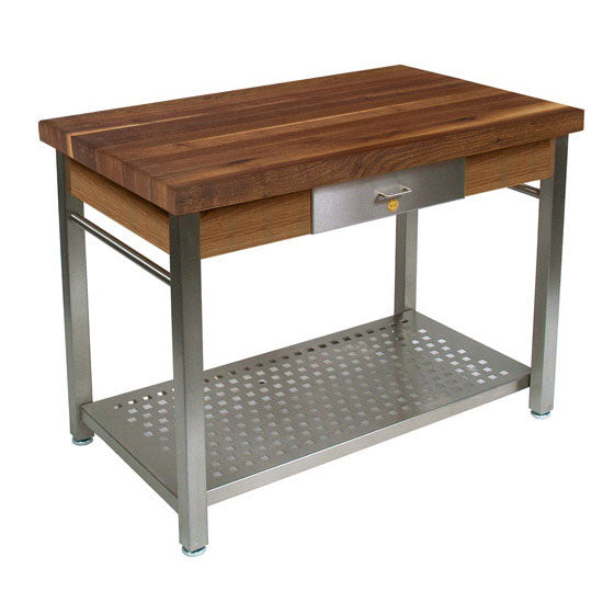 John Boos Cucina Grandé – Walnut Kitchen Island with Drop Leaf & Storage