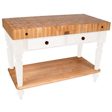 Load image into Gallery viewer, John Boos Rustica Maple – 4&quot; End-Grain Work Table with Drawers &amp; Optional Shelf - Kitchen Furniture Company