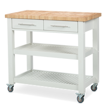 Load image into Gallery viewer, Professional Chef&#39;s Workstation All Natural Wood Rolling Cart Butcher Top JET7748 - Kitchen Furniture Company