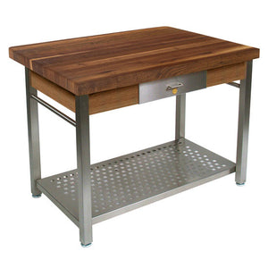 John Boos Cucina Grandé – Walnut Kitchen Island with Drop Leaf & Storage - Kitchen Furniture Company