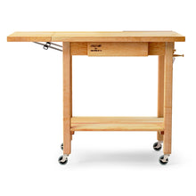 Load image into Gallery viewer, John Boos Deluxe Culi Cart – Maple Edge-Grain Butcher Block Kitchen Island on Casters with Drop Leaf