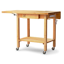 Load image into Gallery viewer, John Boos Deluxe Culi Cart – Maple Edge-Grain Butcher Block Kitchen Island on Casters with Drop Leaf