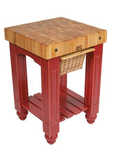 Load image into Gallery viewer, John Boos Gathering Block Maple – 4&quot; End-Grain Butcher Block Kitchen Island with Wicker Basket Drawer(s)