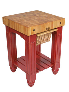 John Boos Gathering Block Maple – 4" End-Grain Butcher Block Kitchen Island with Wicker Basket Drawer(s)