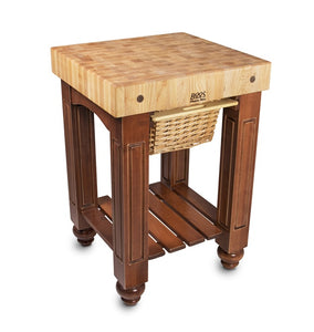 John Boos Gathering Block Maple – 4" End-Grain Butcher Block Kitchen Island with Wicker Basket Drawer(s)