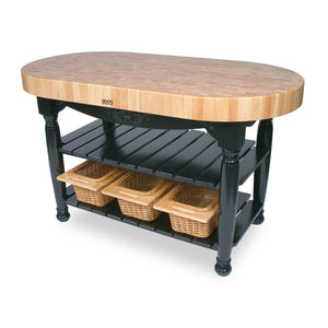 John Boos Harvest Table – 4" End-Grain Maple or Walnut Butcher Block Island
