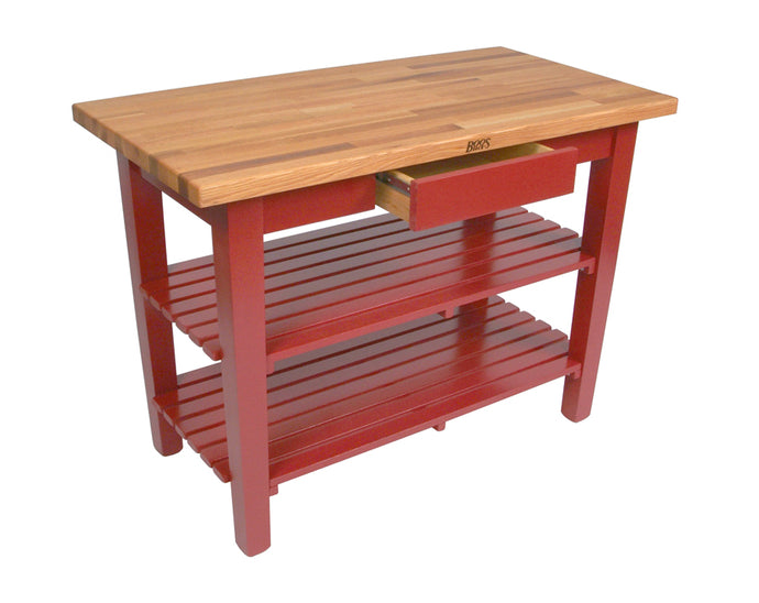 John Boos Classic Country Work Table – Blended Oak Butcher Block Island
