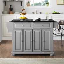 Load image into Gallery viewer, Grey  Kitchen Island and Black Solid Black Granite Top 30204AGY - Kitchen Furniture Company
