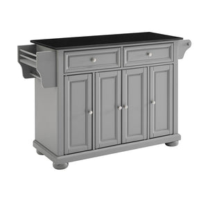 Grey  Kitchen Island and Black Solid Black Granite Top 30204AGY - Kitchen Furniture Company