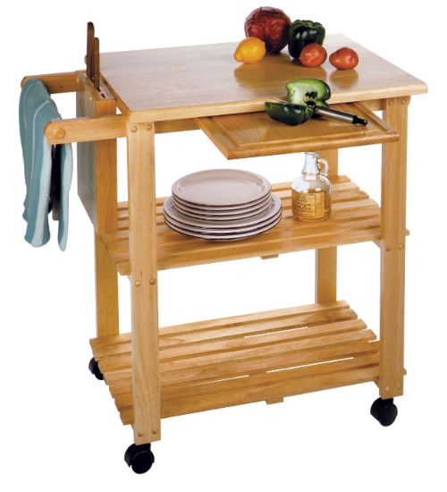Mobile Kitchen Cart With Knife Block and Pullout Cutting Board - Kitchen Furniture Company