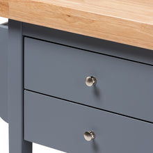 Load image into Gallery viewer, Rolling Small Gray Farmhouse Kitchen Island Cart with Wood Top - Kitchen Island Company