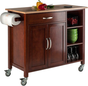 Mobile Kitchen Cart Walnut Natural Space Saver - Kitchen Furniture Company
