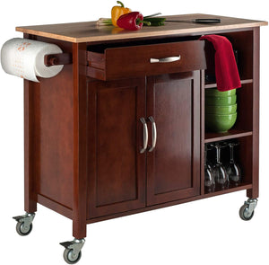 Mobile Kitchen Cart Walnut Natural Space Saver - Kitchen Furniture Company