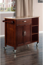 Load image into Gallery viewer, Mobile Kitchen Cart Walnut Natural Space Saver - Kitchen Furniture Company