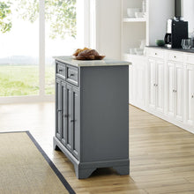 Load image into Gallery viewer, Gray Kitchen Island with Double Door Storage Solid Top KF30043BGY - Kitchen Furniture Company