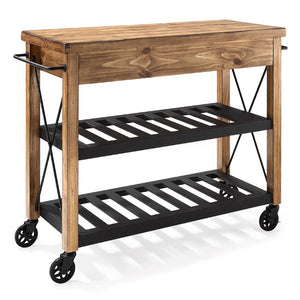 French Style Industrial Rolling Kitchen Cart Open Shelves Wine Storage 3008 - Kitchen Furniture Company