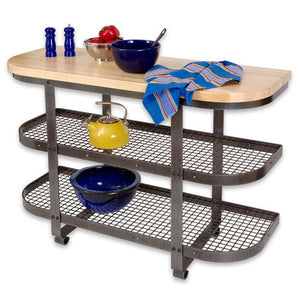 Handcrafted Gourmet Island Hammered Steel Kitchen Island - Kitchen Furniture Company