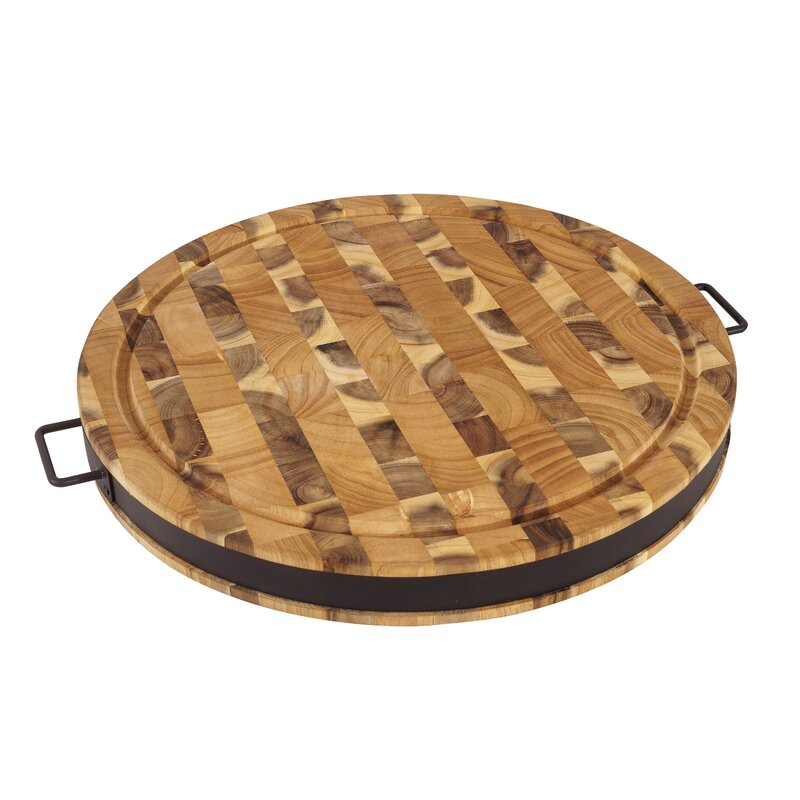 Round Commercial Cutting Board Solid End Grain Reversible Acacia Wood 7987 - Kitchen Furniture Company