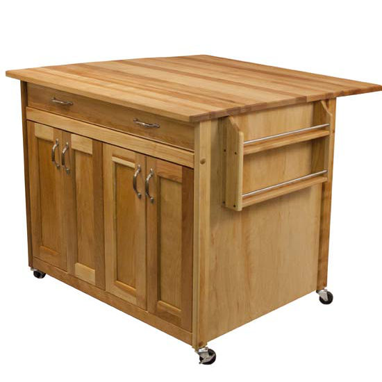 Kitchen Island with Flat Panel Doors and Drop Leaf - Two Different Sizes - Kitchen Furniture Company
