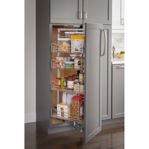 12" Wide x 74" High Chrome Wire Pantry Pullout with Swingout Feature - Kitchen Island Company
