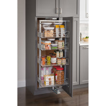 Load image into Gallery viewer, 12&quot; Wide x 74&quot; High Chrome Wire Pantry Pullout with Swingout Feature - Kitchen Island Company