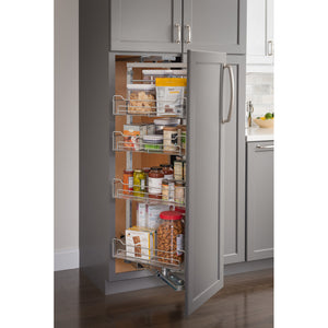 12" Wide x 86" High Chrome Wire Pantry Pullout with Swingout Feature - Kitchen Island Company