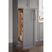 Load image into Gallery viewer, 15&quot; Wide x 74&quot; High Chrome Wire Pantry Pullout with Swingout Feature - Kitchen Island Company