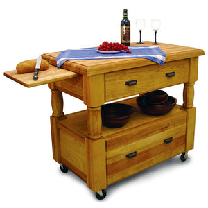 Butcher Block Top Rugged Construction Natural Kitchen Cart With Storage 1429 - Kitchen Furniture Company
