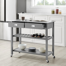 Load image into Gallery viewer, Gray Chloe Stainless Steel Top Kitchen Island/Cart - 37&quot;H x 42&quot;W x 20&quot;D - Kitchen Furniture Company