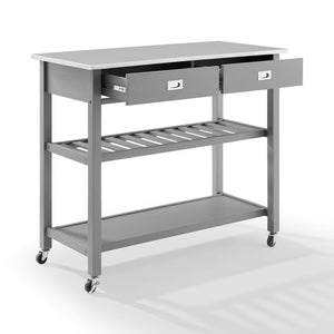 Gray Chloe Stainless Steel Top Kitchen Island/Cart - 37"H x 42"W x 20"D - Kitchen Furniture Company