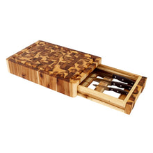 Load image into Gallery viewer, Cutting Board End Grain Acacia Wood w/ Knife Drawer and Chef Pan 7990 - Kitchen Furniture Company