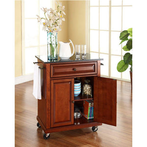 Crosley Furniture Cuisine Kitchen Island with Solid Black Granite Top - Kitchen Furniture Company