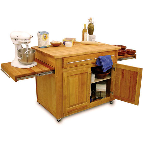 Work Center Kitchen Island w/ Pull-Out Leaves Extended Work Space 1480 - Kitchen Furniture Company