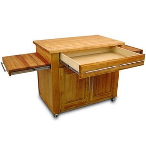 Work Center Kitchen Island w/ Pull-Out Leaves Extended Work Space 1480 - Kitchen Furniture Company