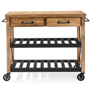 French Style Industrial Rolling Kitchen Cart Open Shelves Wine Storage 3008 - Kitchen Furniture Company