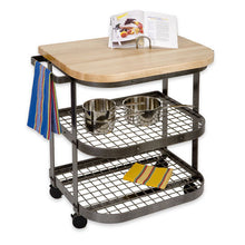 Load image into Gallery viewer, Baker’s Cart Hammered Steel w/ Eastern Maple Butcher Block - Kitchen Furniture Company