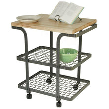 Load image into Gallery viewer, Handcrafted Rectangle Butcher Block Baker&#39;s Cart Hammered Steel - Kitchen Furniture Company