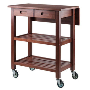 Mobile Kitchen Cart with Drop Leaf Walnut - Kitchen Furniture Company