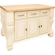 Load image into Gallery viewer, Antique White Jeffrey Alexander 54&quot; Kitchen Island with Hard Maple Edge Grain Butcher Block Top - Kitchen Island Company