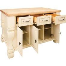 Load image into Gallery viewer, Antique White Jeffrey Alexander 54&quot; Kitchen Island with Hard Maple Edge Grain Butcher Block Top - Kitchen Island Company