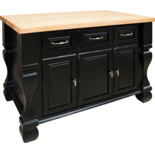 Load image into Gallery viewer, Distressed Black Jeffrey Alexander 54&quot; Kitchen Island with Hard Maple Edge Grain Butcher Block Top - Kitchen Island Company