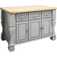 Load image into Gallery viewer, Gray 54&quot; Kitchen Island with Hard Maple Edge Grain Butcher Block Top - Kitchen Island Company