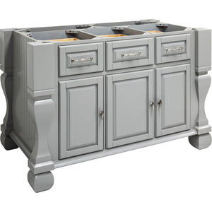 Gray 54" Kitchen Island with Hard Maple Edge Grain Butcher Block Top - Kitchen Island Company