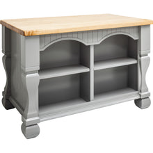 Load image into Gallery viewer, Gray 54&quot; Kitchen Island with Hard Maple Edge Grain Butcher Block Top - Kitchen Island Company