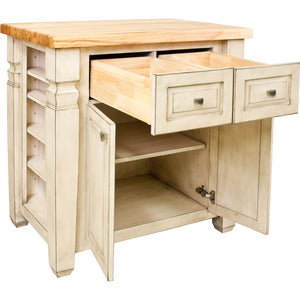 34" x 22" x 34-1/4" Kitchen Island Furniture w/ Not So White Finish - Kitchen Island Company