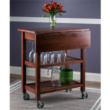 Load image into Gallery viewer, Mobile Kitchen Cart with Drop Leaf Walnut - Kitchen Furniture Company